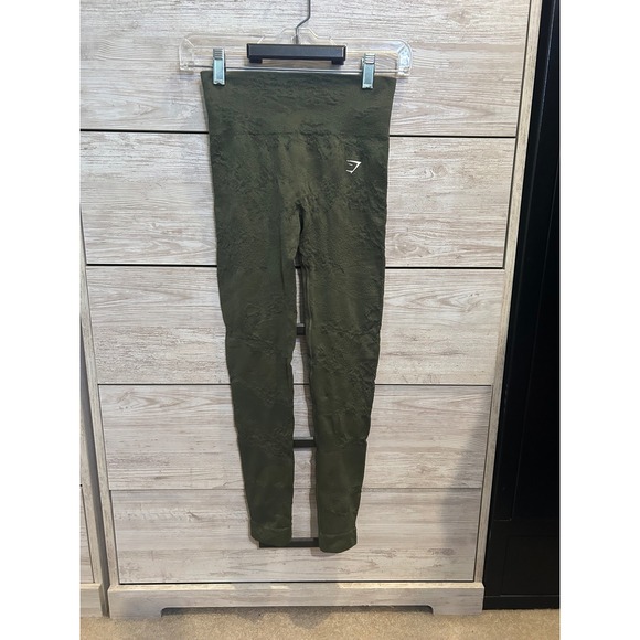 Gymshark Pants - Gymshark Camo Seamless Leggings Womens XS Forest Green High Waisted
